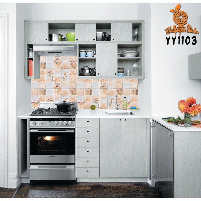 Wallpaper Sticker Dapur Wallpaper Stiker Kamar Mandi Anti Air Minyak Dan Api 45 Cm X 5 M