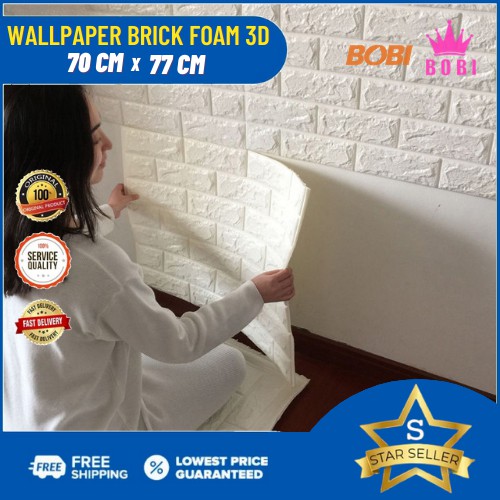 Wallpaper Foam 3D Bata Putih/ White Brick Panel/ CLASSIC BRICKFOAM