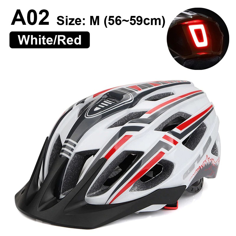 GUB Helm Sepeda Bicycle Road Bike Helmet EPS Foam LED Light - A02 - White/Black