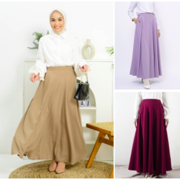 TERLARIS !!! ROK PANJANG JUMBO SPANDEK JERSEY WANITA TERMURAH / ROK PANJANG MAX BB 80 KG BAHAN PREMIUM BISA COD &amp; SAMEDAY