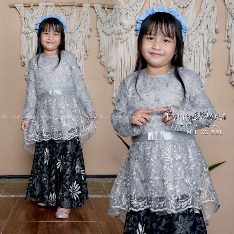 Terbaru !! Set Kebaya Anak Tile Rok duyung / Kebaya aurora tile / Set Kebaya Anak Perempuan