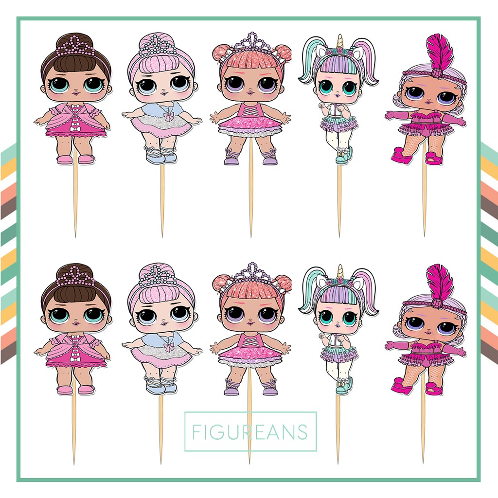 FIGUREANS PERLENGKAPAN PESTA LOL  CUP CAKE TOPPER HIASAN  