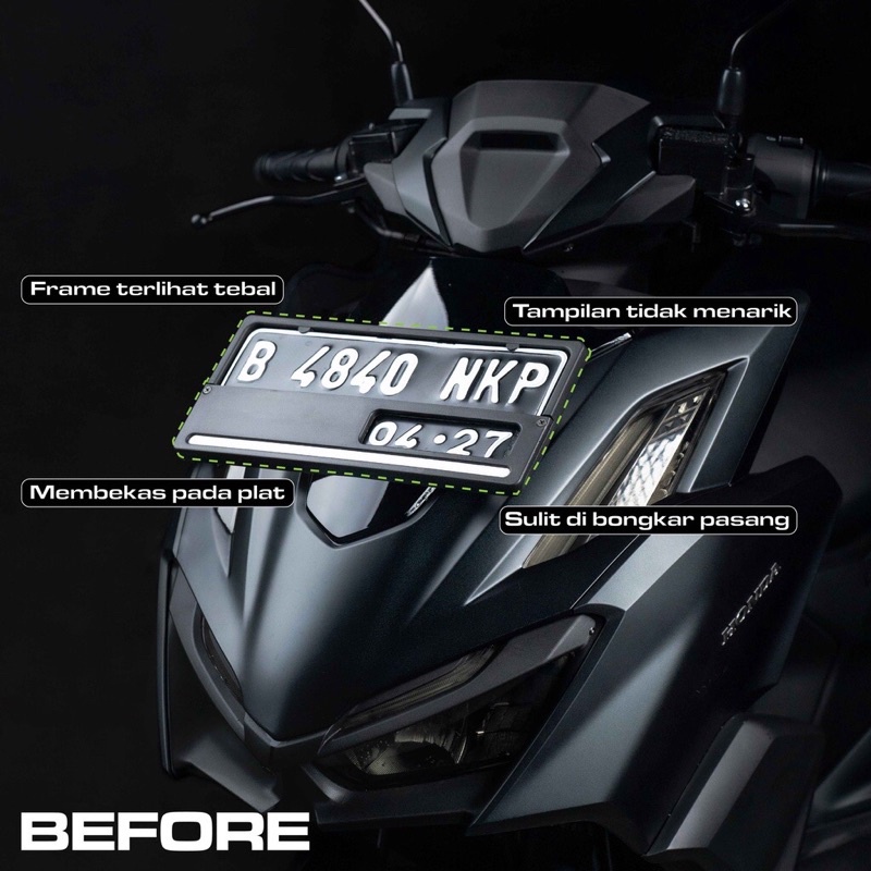 COVER PLAT NOMOR STAINLESS ANTIKARAT UNTUK SEMUA MOTOR