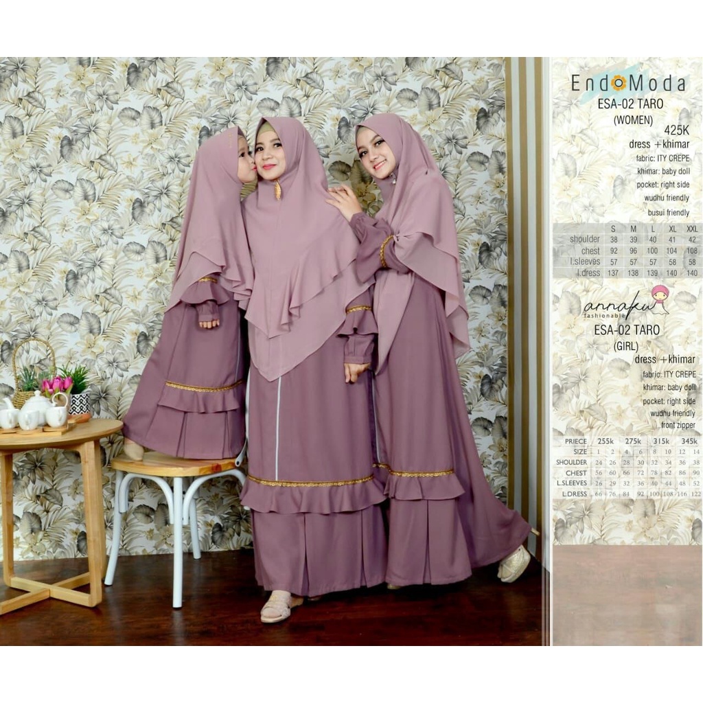 GAMIS SET KHIMAR TERBARU 2022 ENDOMODA ESA-02 TARO