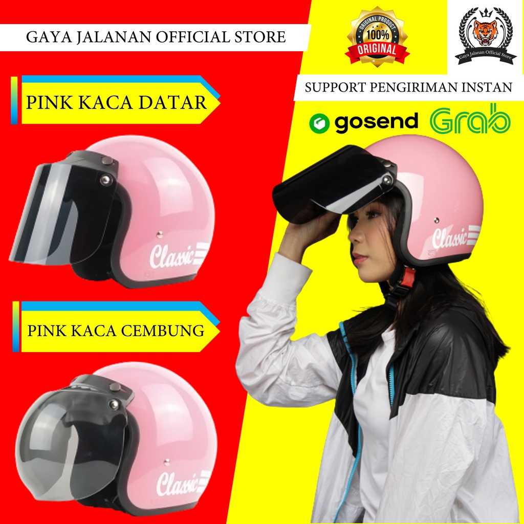 Helm Bogo Dewasa Pria Wanita Helem Retro Remaja Classic SNI Half Face Klasik Cewe Cowo Terbaru A6