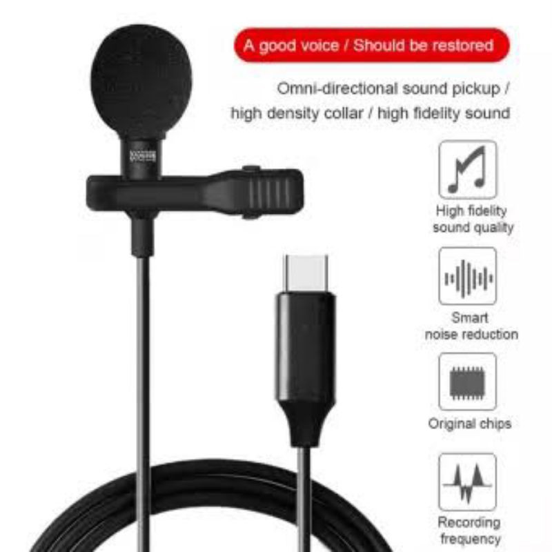 MIKROFON MIC CLIPON LAVALIER PORT USB TYPE C MICROPHONE LAPEL VLOG RECORDING HANDPHONE LAPTOP