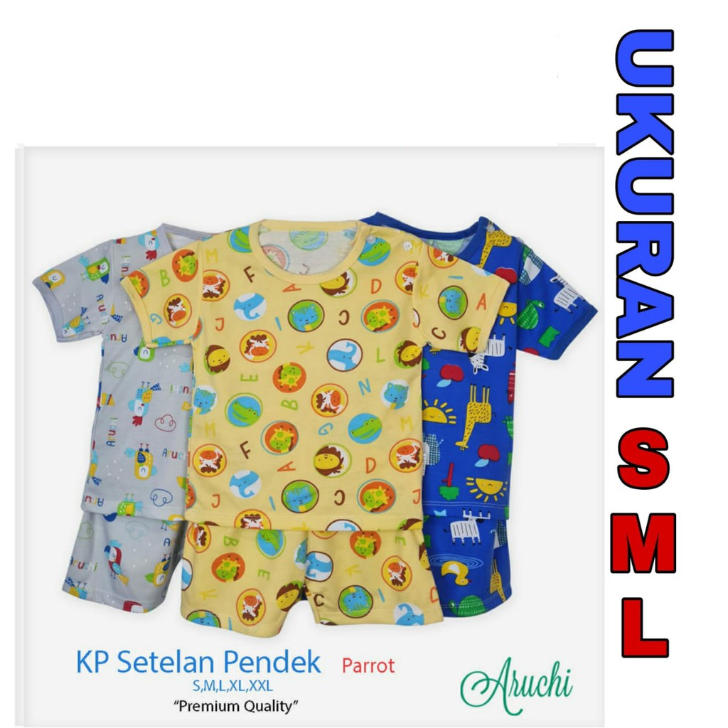AB04 BABY AVENE ARUCHI BABY setelan piyama ANAK aruchi PENDEK BAJU ANAK / BAJU BAYI S M L SNI