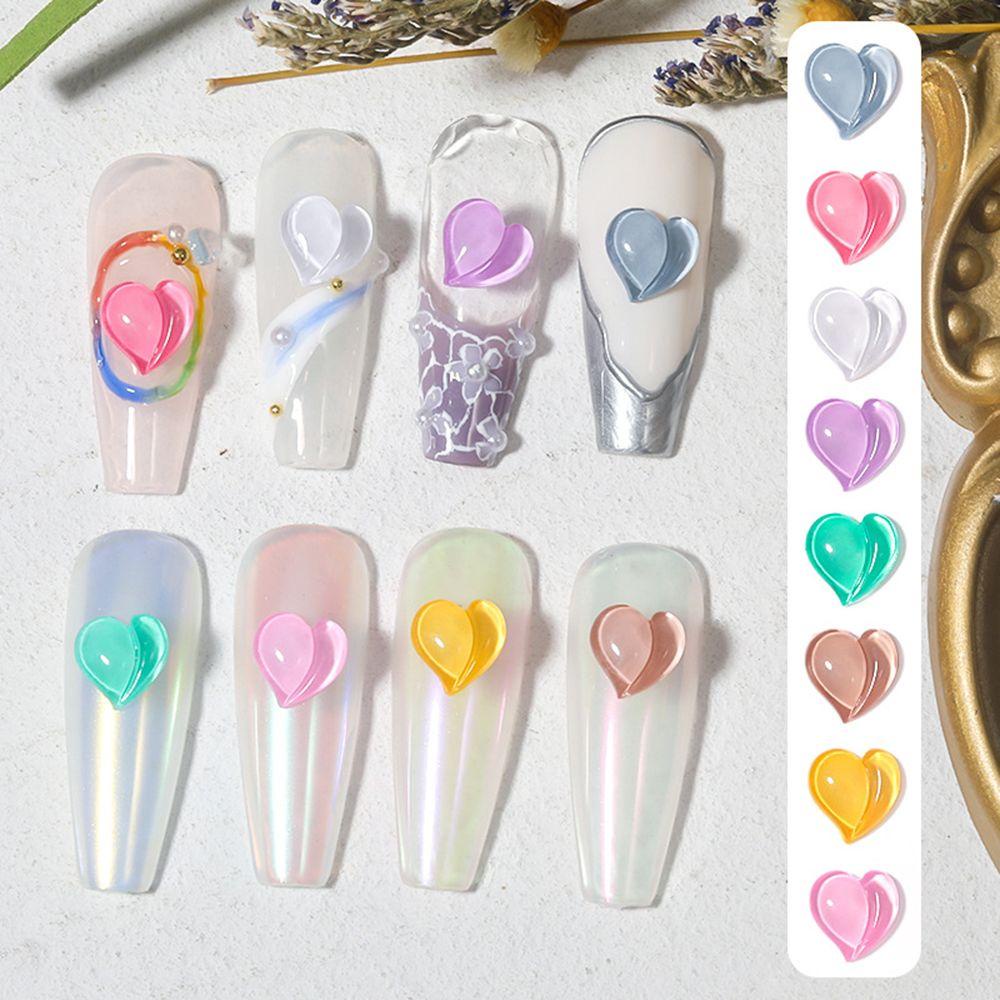 AUGUSTINA Agustina Berbentuk Hati Perhiasan Kuku Permen Warna Pesona Aurora Symphony Flat DIY Nail Art Ornamen