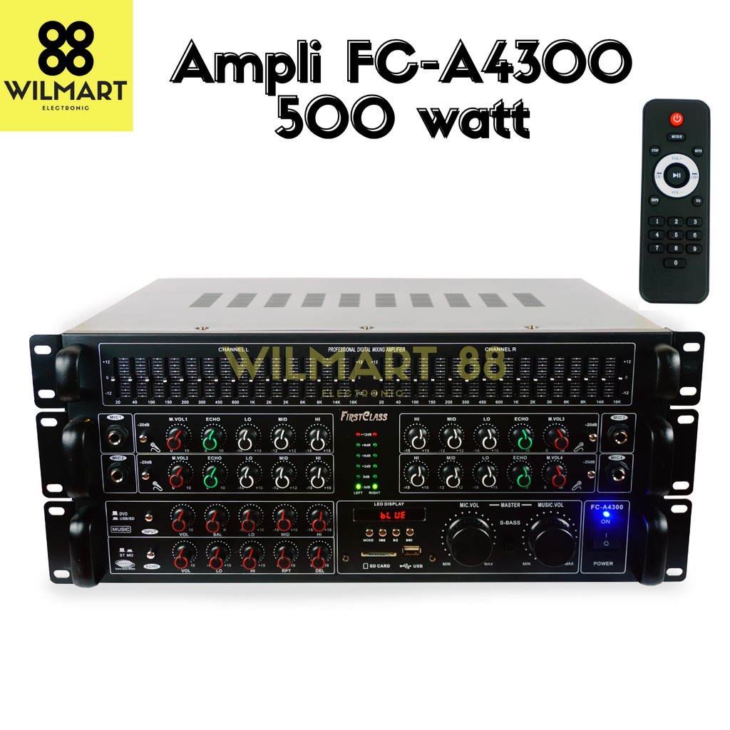 Power Amplifier FCA 4300 First Class | Power 500 watt | Ampli 6 Channel | SD Card / USB / Bluetooth