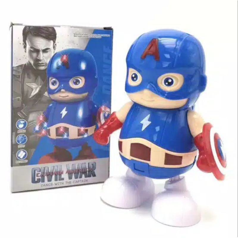 M153C Dancing Robot Captain America with LED / Pajangan Dance Hero