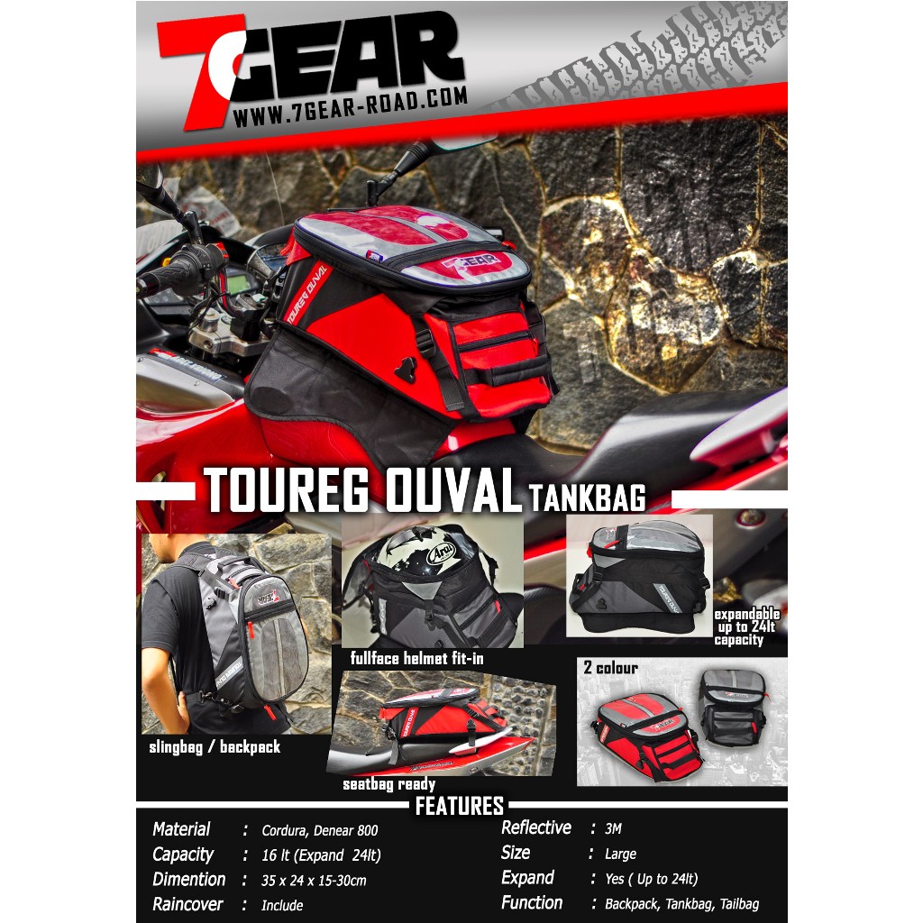 New Toureg Ouval 2016 - Magnetic Tankbag 7Gear - Tas Motor - Tas Tangki Motor - Backpack
