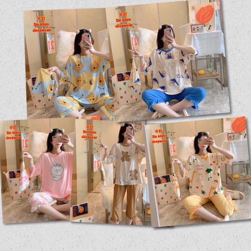 [ NEW  MOTIF  ] Stelan Baju tidur Import Stelan Piyama Import Baju import FREE POUCH