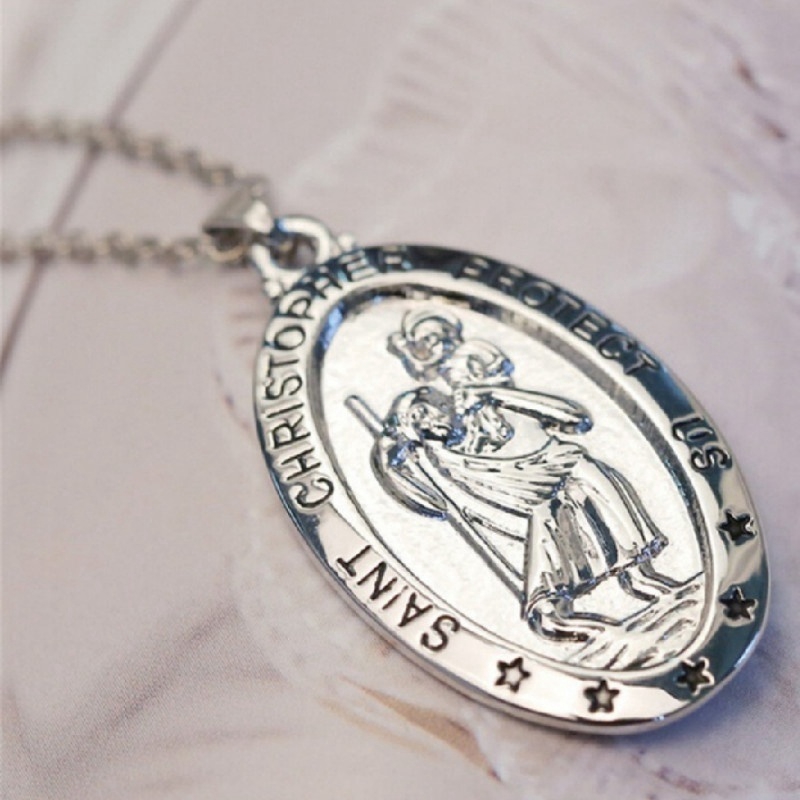 Kalung Liontin St. Christopher Bahan S925 Silver Gaya Vintage Untuk Pria Dan Wanita