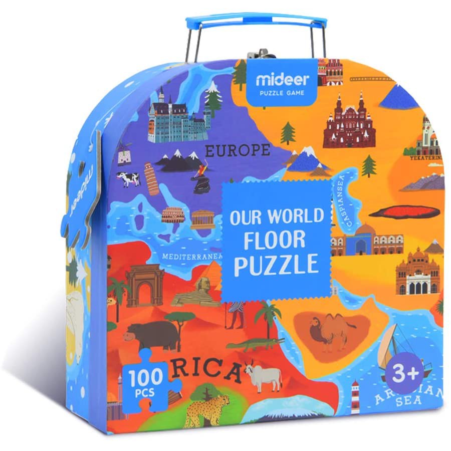 Mideer Our World Floor Puzzle - tas mainan edukasi peta dunia untuk anak 3+ tahun