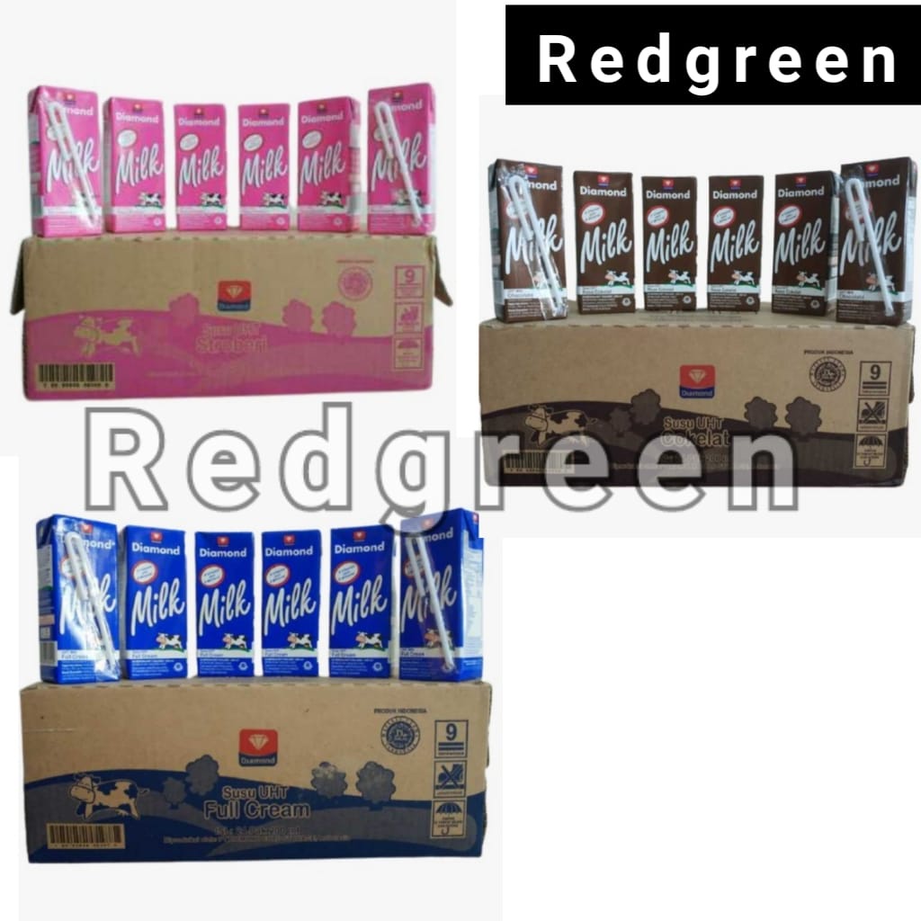 

Diamond Milk UHT Full Cream Cokelat Strawberry 200ml 1 karton 24pcs x200ml