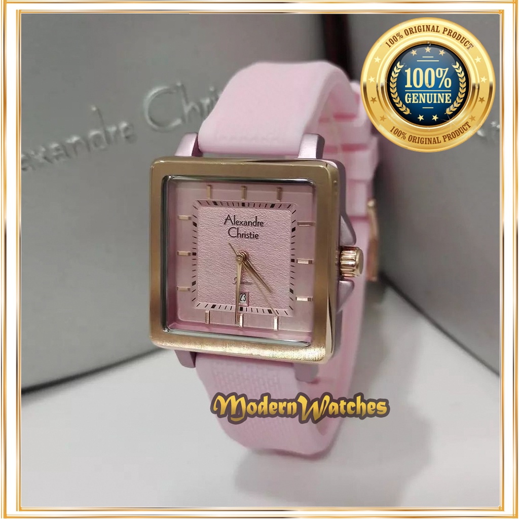 Jam Tangan Wanita Alexandre Christie Ori AC 2997 Grey Hitam Rosegold Pink Alexander Christi Kotak Te