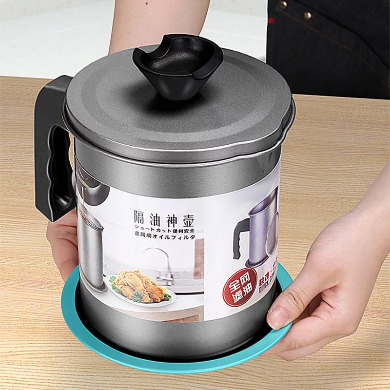 Premium Japanese Style Oil Pot NonStick Stainless Saringan Minyak 1.7L