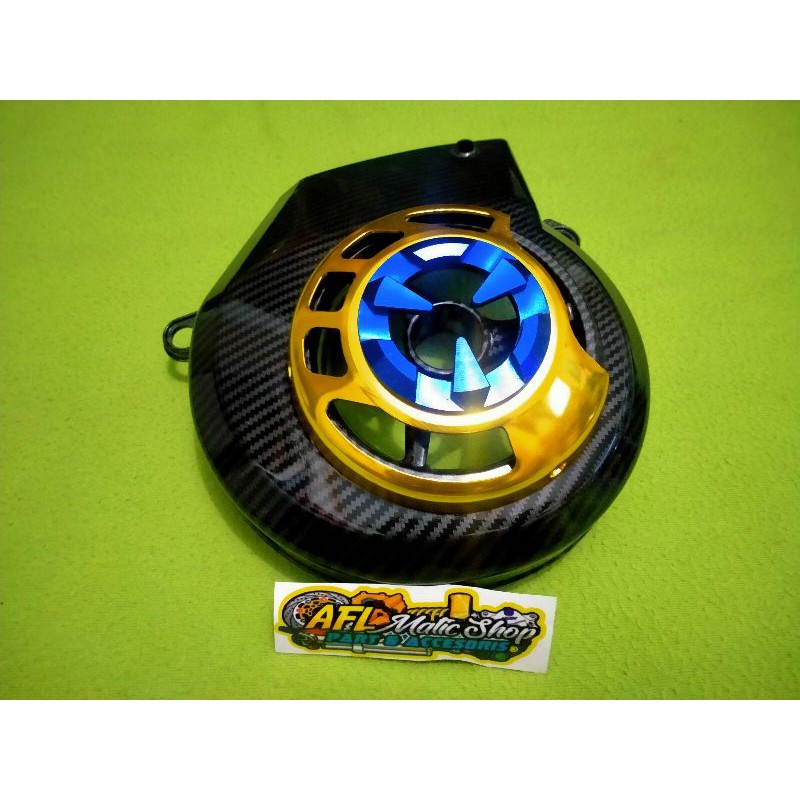 tutup kipas karbon+top screet untuk Mio, smile, sporty, soul, Fino karbu