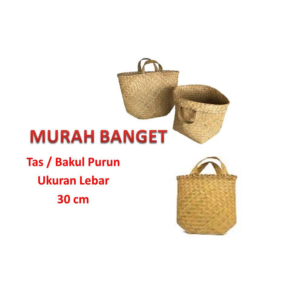 Tas purun, bakul purun, cover pot anyaman, tas hampers, tas laundry Ukran Lebar -/+30cm