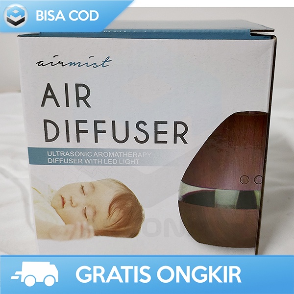 AIR HUMIDIFIER AROMATERAPI DIFFUSER TAFFWARE DESAIN KAYU 300ML LED RGB