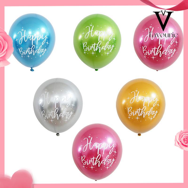 [COD]12 inch chrome latex balloon print selamat ulang tahun balon logam dekorasi pesta ulang tahun-FA