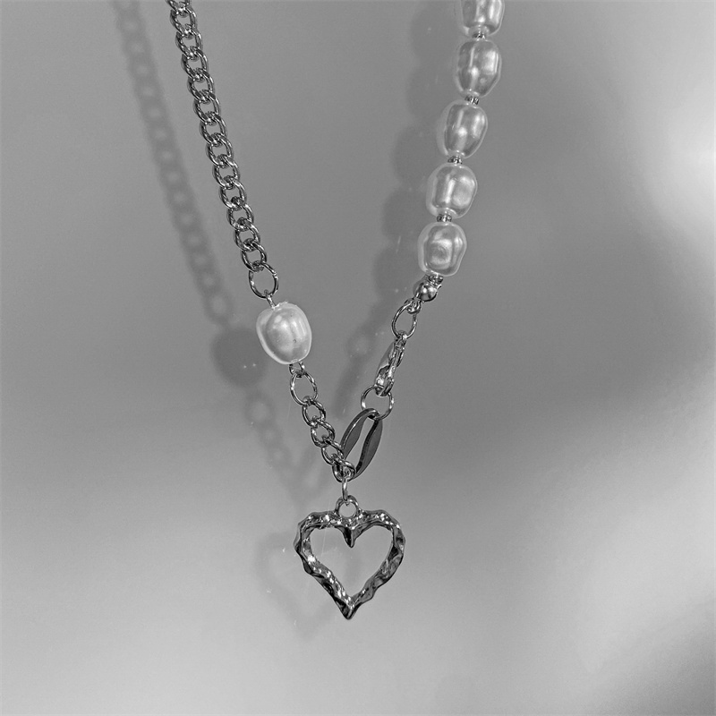 IFYOU Kalung Rantai Choker Liontin Kupu-Kupu Hati Warna Silver Gaya Vintage Korea Untuk Wanita