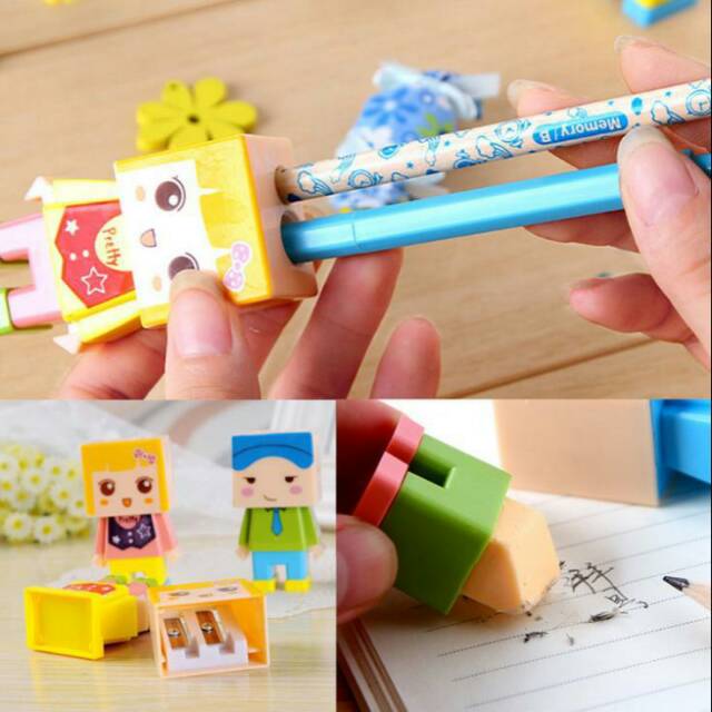 

Pencil Sharpener with Rubber Eraser Rautan Pensil DIY Novelty Girl Kawaii Stationery