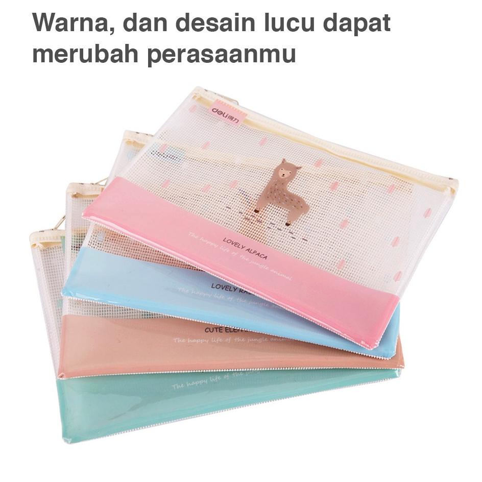 

2.2 Flash Sale Deli Transparent Mesh Zipper Bag Map Pouch Tas Resleting Jala A5 5992