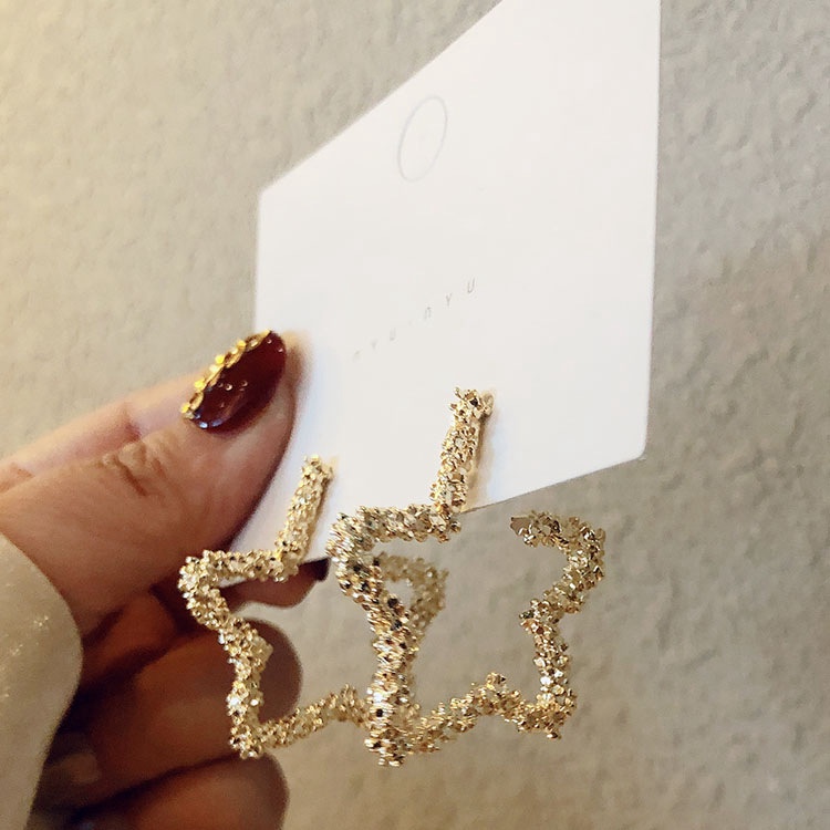 Korea Dongdaemun rasa Desain Pentagram anting-anting wanita berlebihan dan pribadi Trendi all-match