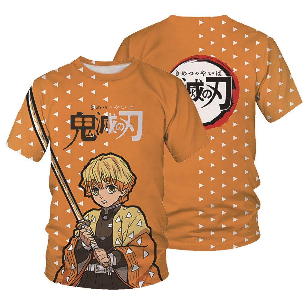 Tshirt Zenitsu character Fullprint Anime Manga Demon Slayer Kimetsu No Yaiba Unisex