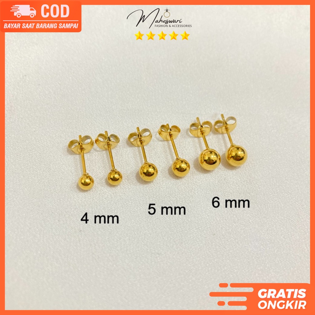 Anting Titanium Anti Karat Aksesoris Wanita Perhiasan Titanium Asli Berlapis Emas KTA87