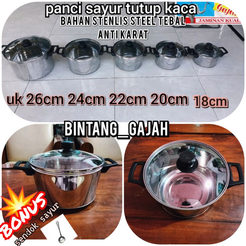 PANCI SAYUR TUTUP KACA UK 24,26cm