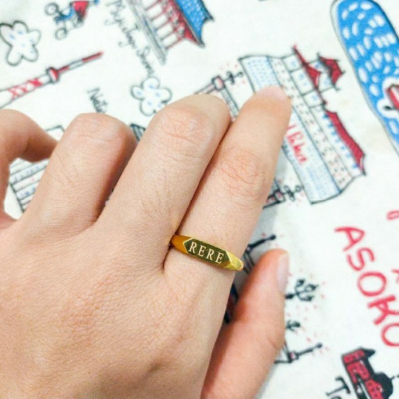 Cincin Nama Inisial nama ukir alfabet ring gold Perhiasan Emas Asli