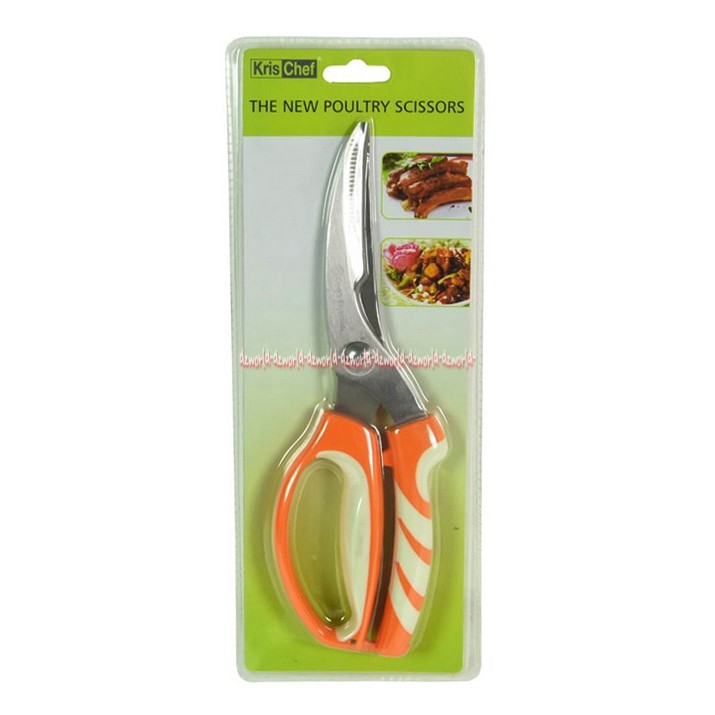 Krischef The New Poultry Scissors Gunting Pemotong Daging Ayam Warna Oranye Gunting Dapur Kris Chef Poultri