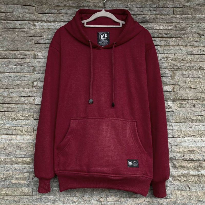 Hoodie Polos Mcvois  Maroon Pria Wanita Premium