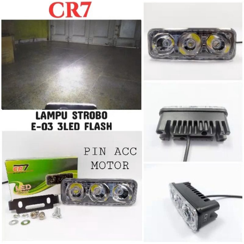 Lampu Tembak Sorot LED Cree 3 Mata RTD E03 12V-80V 6W 2 Mode Bisa STROBO full flas flas