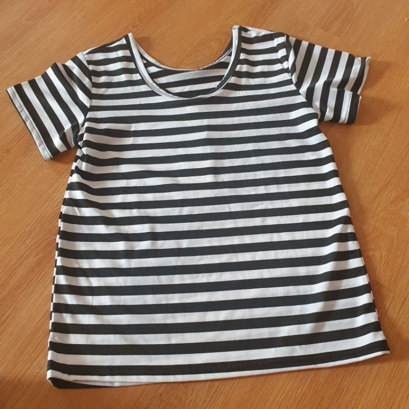 Baju Kaos anak perempuan motif salur import 6-8thn