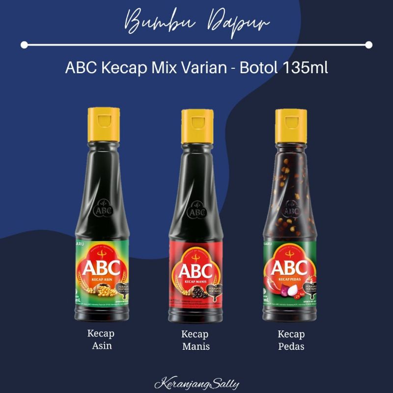 

[1botol x 135ml] Kecap manis ABC , Kecap Asin ABC , Kecap Pedas ABC 135ml , Kecap Extra Pedas ABC 135ml , Kecap Manis Daging Asap 135ml , Kecap Manis Seafood 135ml , Kecap Ikan , Kecap / Saos Inggris | bumbuvian bumbu dapur