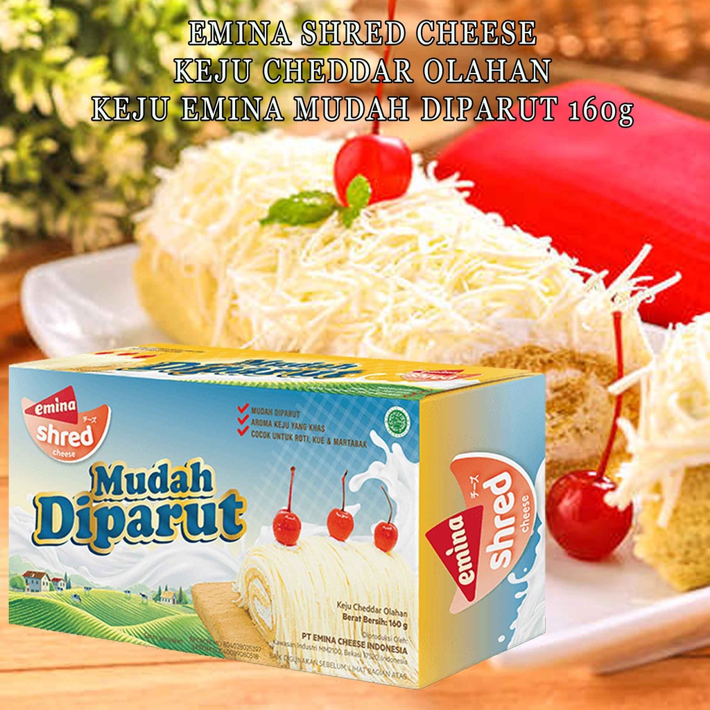 Emina Shred Cheese / Keju Cheddar Olahan / Keju Mudah Diparut / 160g