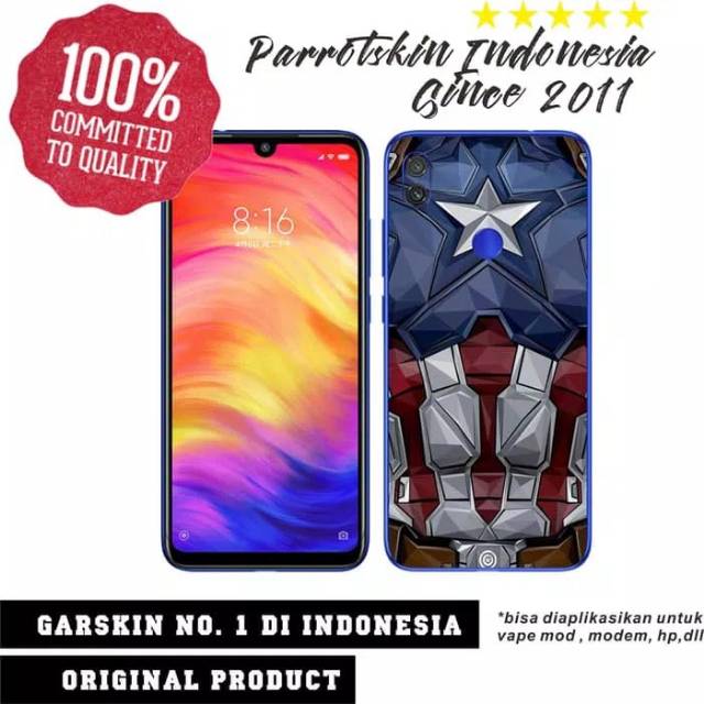 Garskin Redmi Note7 custom anti gores Captain America for back case