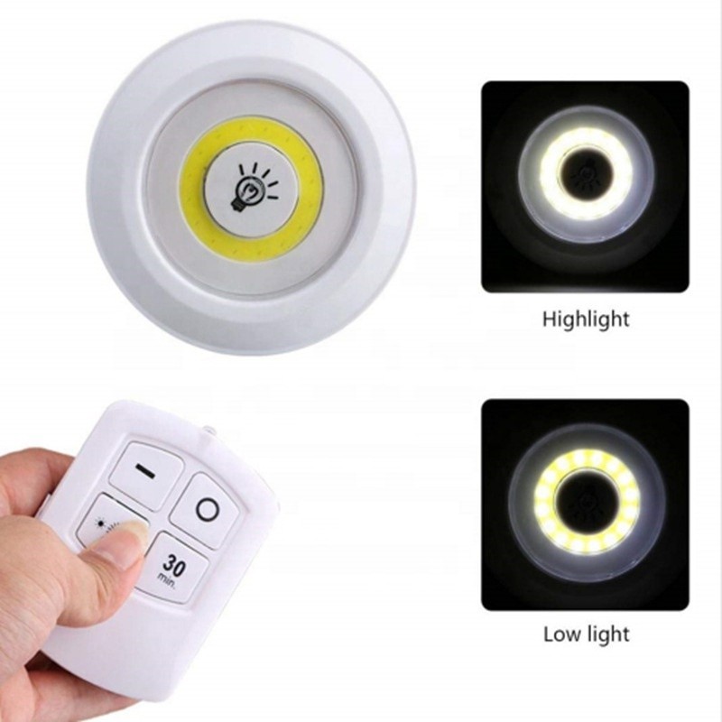 3PCS Remote control nirkabel sentuh lampu malam COB dinding dapur bundar, lampu lemari terang deng