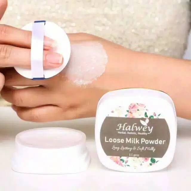 Bedak Whitening Susu Kefir Halwey Loose Powder