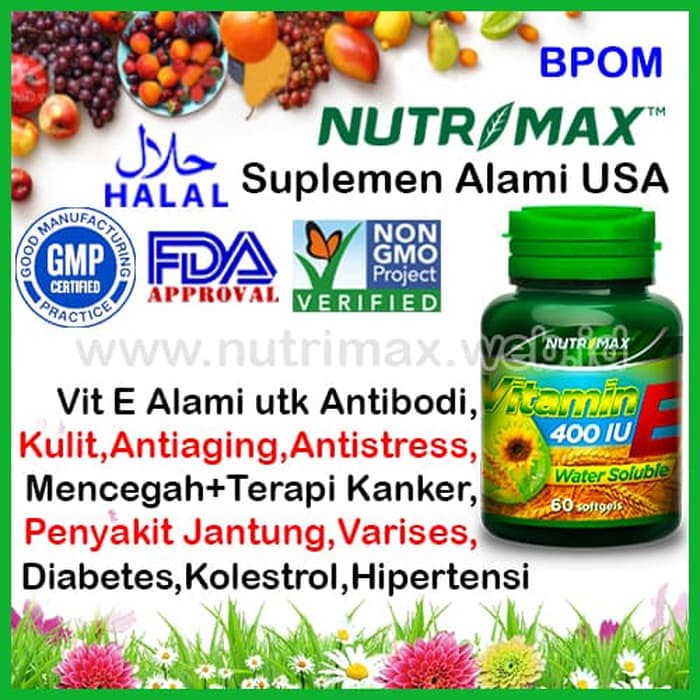 Promo  Nutrimax Vitamin E 400 IU Water Soluble isi 60 Antioksidan Kulit 400IU