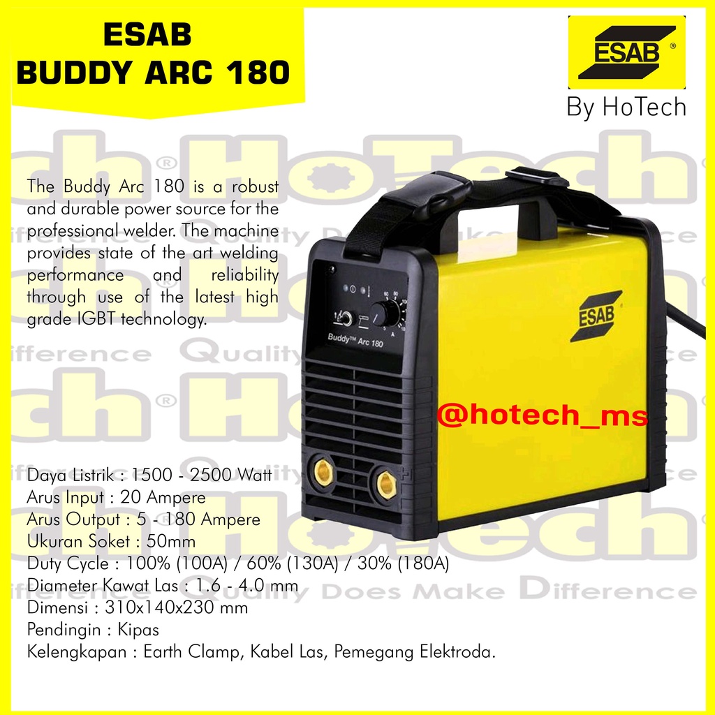 ESAB | MMA Welding Machine | Buddy Arc 180i | SMAW | Arc 180i | STICK | Travo Las Inverter 180A