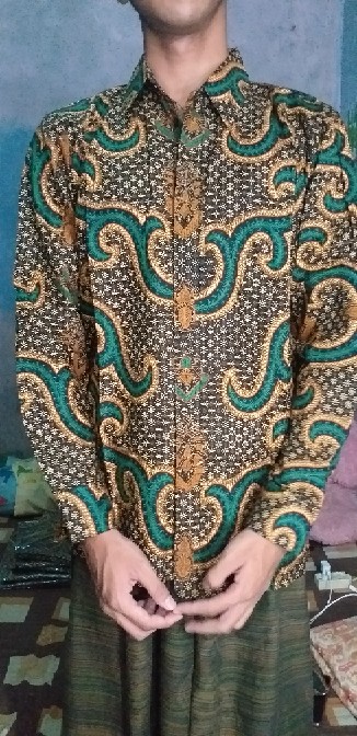 New Atasan Batik Pria Lengan Panjang Kenongo Hem Padi Pekalongan M L Xl Xxl