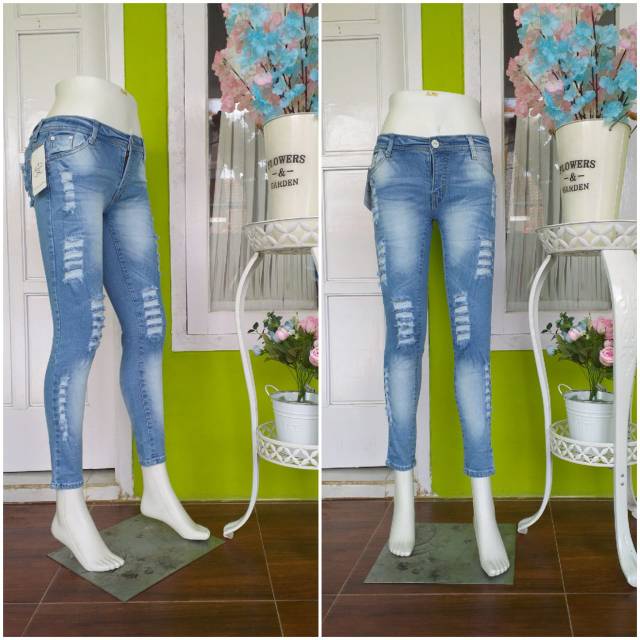 Celana prada sobek blue jeans murah bandung