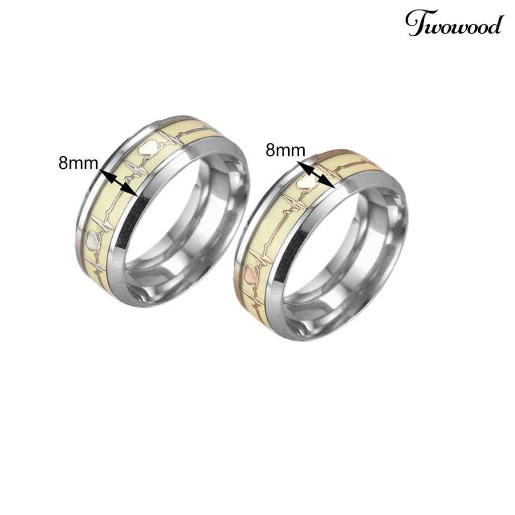 Cincin Bahan Stainless Steel Motif Detak Jantung Untuk Pernikahan