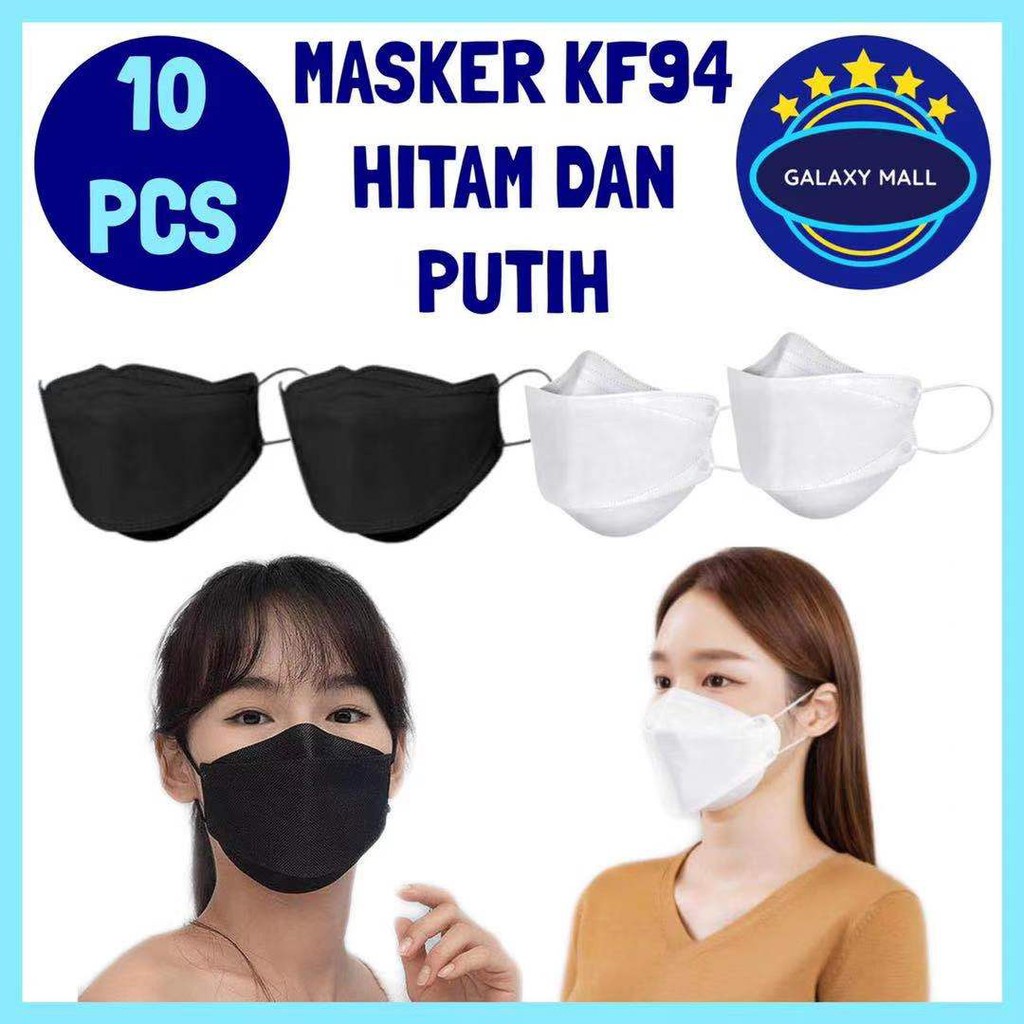 masker kf94 mouson 4 ply 1 kotak isi 10 pcs hitam dan putih | Shopee Indonesia