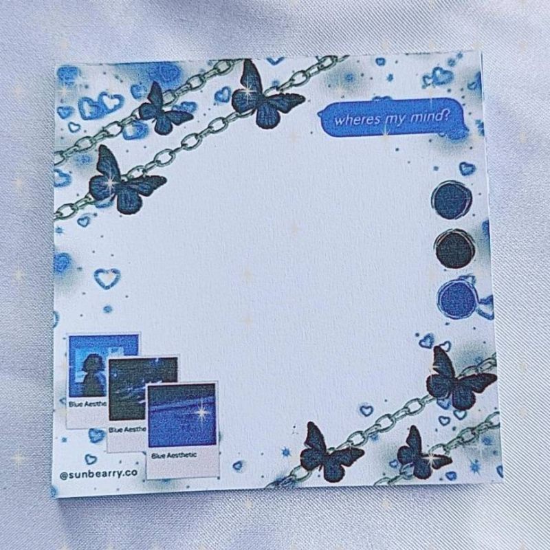 Memo pad by sunbearry.co custom memo pad bts snoppy aesthetic star scrabook-Butterfly chain blue