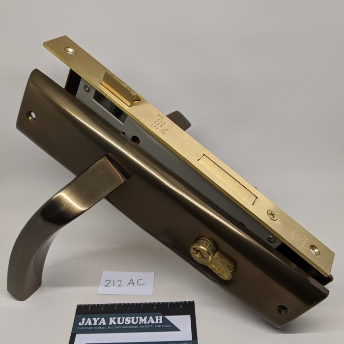 Kunci Pintu - Kunci Pintu Ses H 212 Ac Handle + Lockcase Ses 40Mm Full Set Coklat
